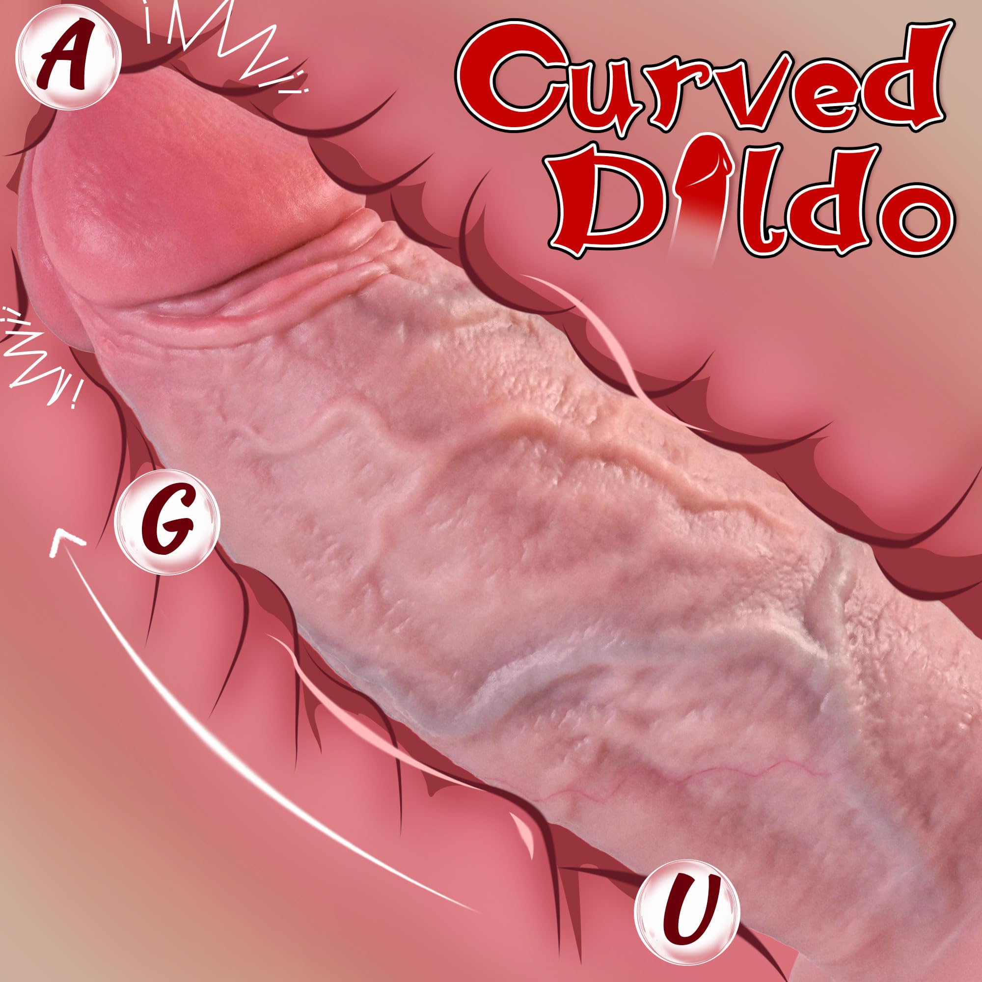 2.5IN Diameter Huge Thick Dildo No Balls, 7.5in Realistic Curved Silicone Big Dildo with Strong Suction Cup for Hands-Free Play, Girthy G-spot Anal Dildos Adult Sex Toys for Women Men Couples: Flesh-Style