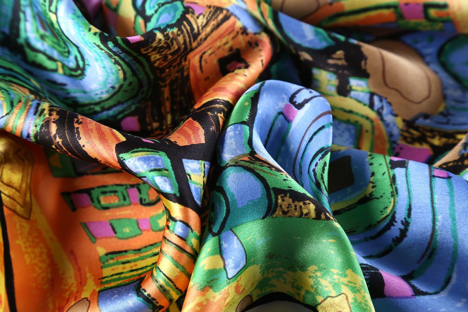 JWSilk Long Charmeuse Silk Scarf Classic Art Print - Image 5