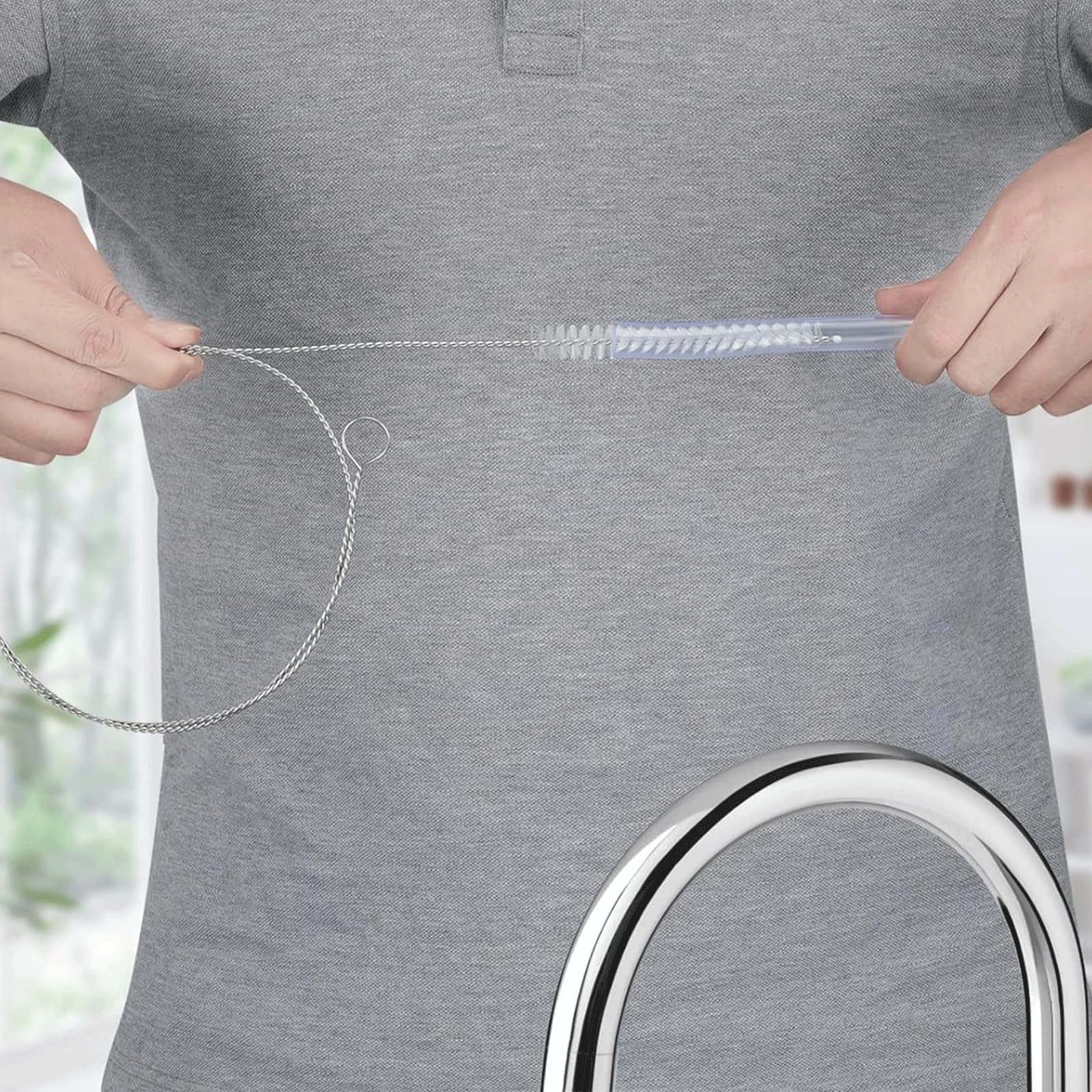 Catelves Cepillo de manguera 100 cm, 2 unidades, cepillo de limpieza flexible para tuberías y drenaje