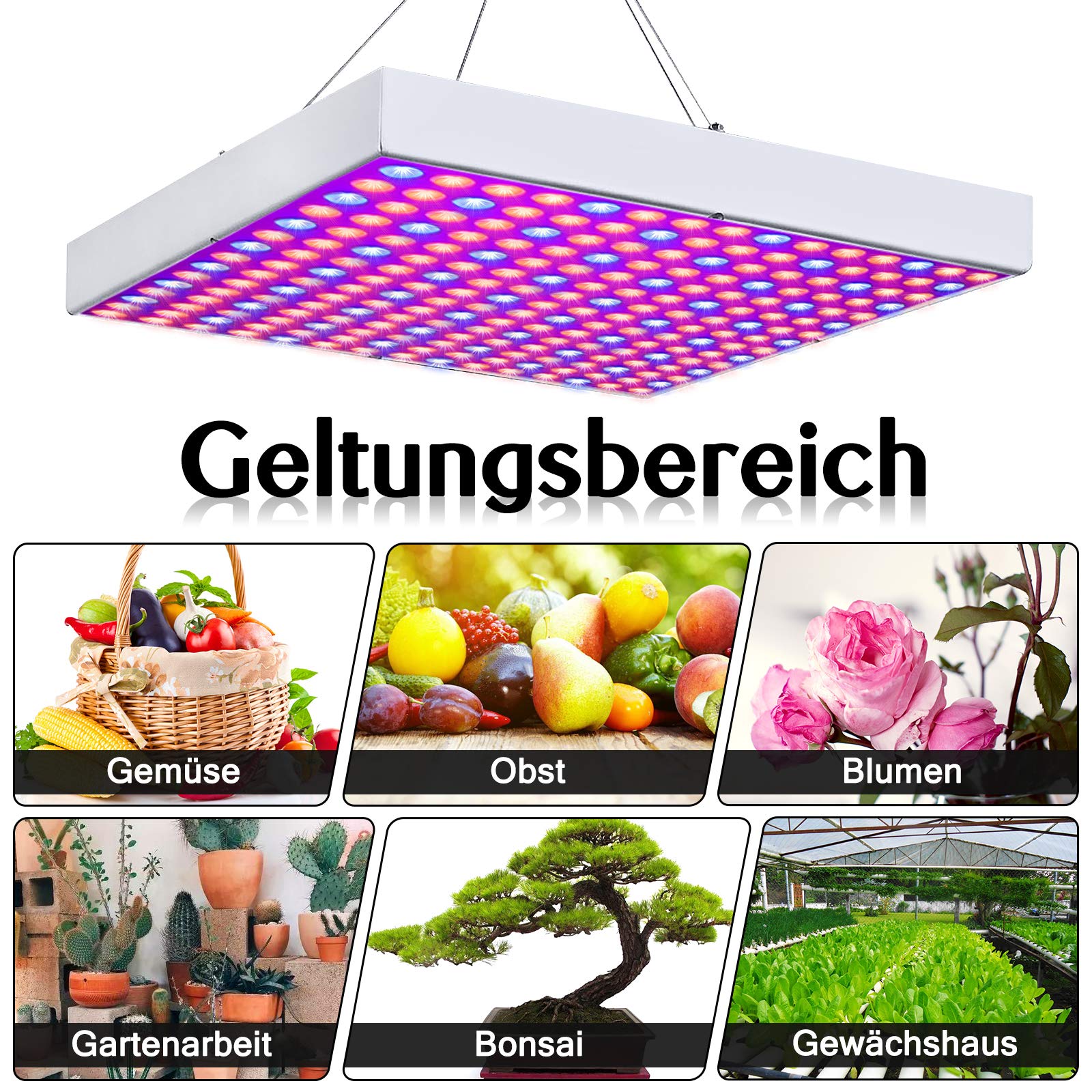 UISEBRT Lampa roślinna LED pełne spektrum 2x 45W - Lampa roślinna Lampa wzrostu Lampa do wzrostu 225 LED czerwone i niebieskie do roślin pokojowych, kwiatów i warzyw światło dzienne (2x 45W)