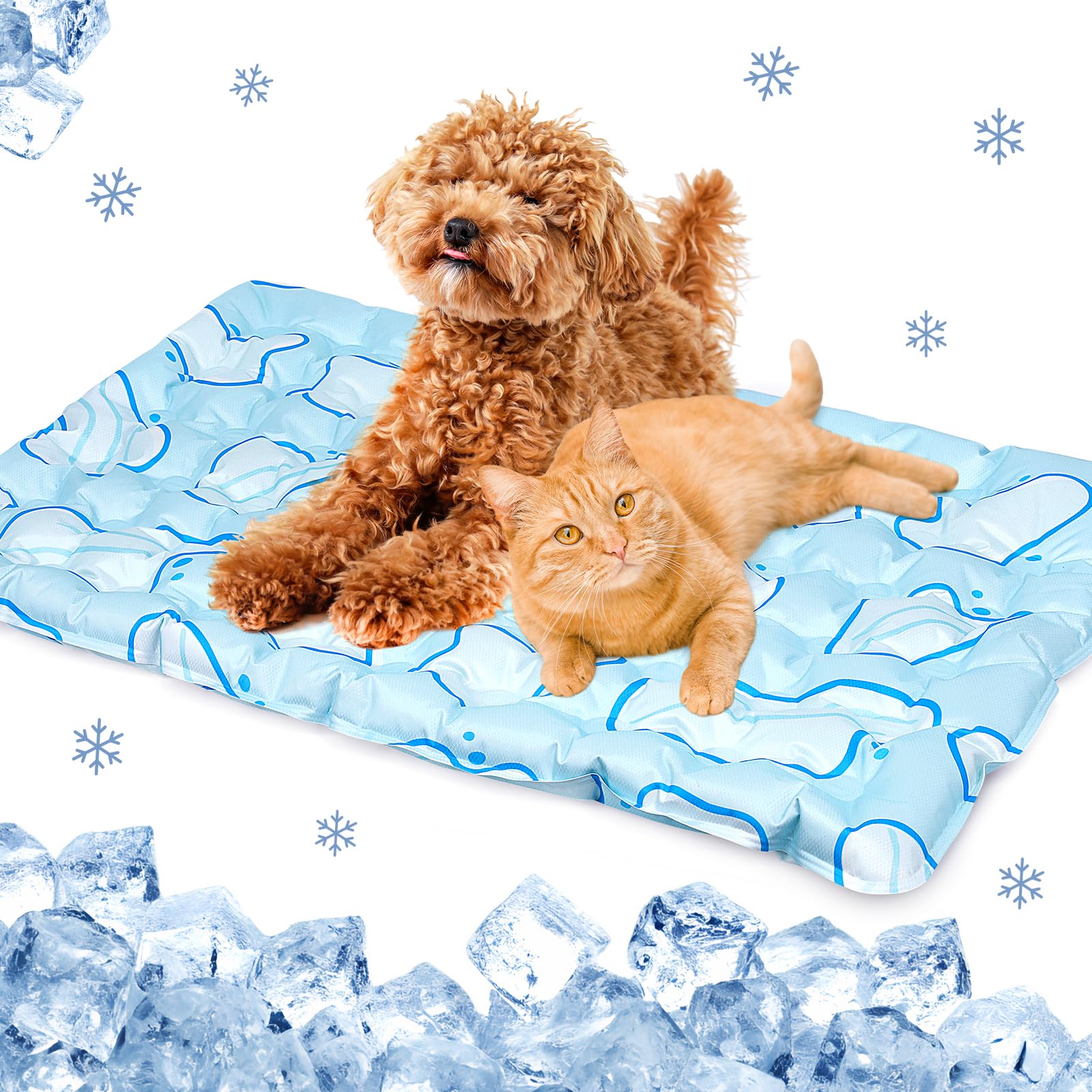 BiPawTi Pet Cooling Mat for Dogs - 60x50cm Pet Cool Mat for Dogs & Cats to Prevent Overheating on Hot Days, Instant Cooling Mat Gel Self-Cooling Pad for Dogs & Puppies in Hot Summer