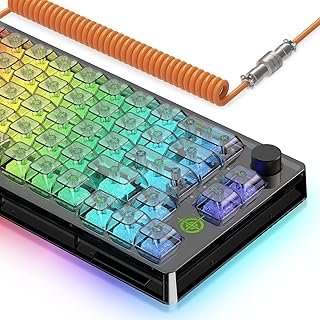 MAGIC-REFINER MK31 Mechanical Gaming Keyboard, 60% Percent Gaming Keyboard Coiled USB-C Cable, Apex Pro Mini 66 Keys Wired Hot Swappable Keyboard RGB Transparent Keycaps Linear Switch for PC/MAC Black