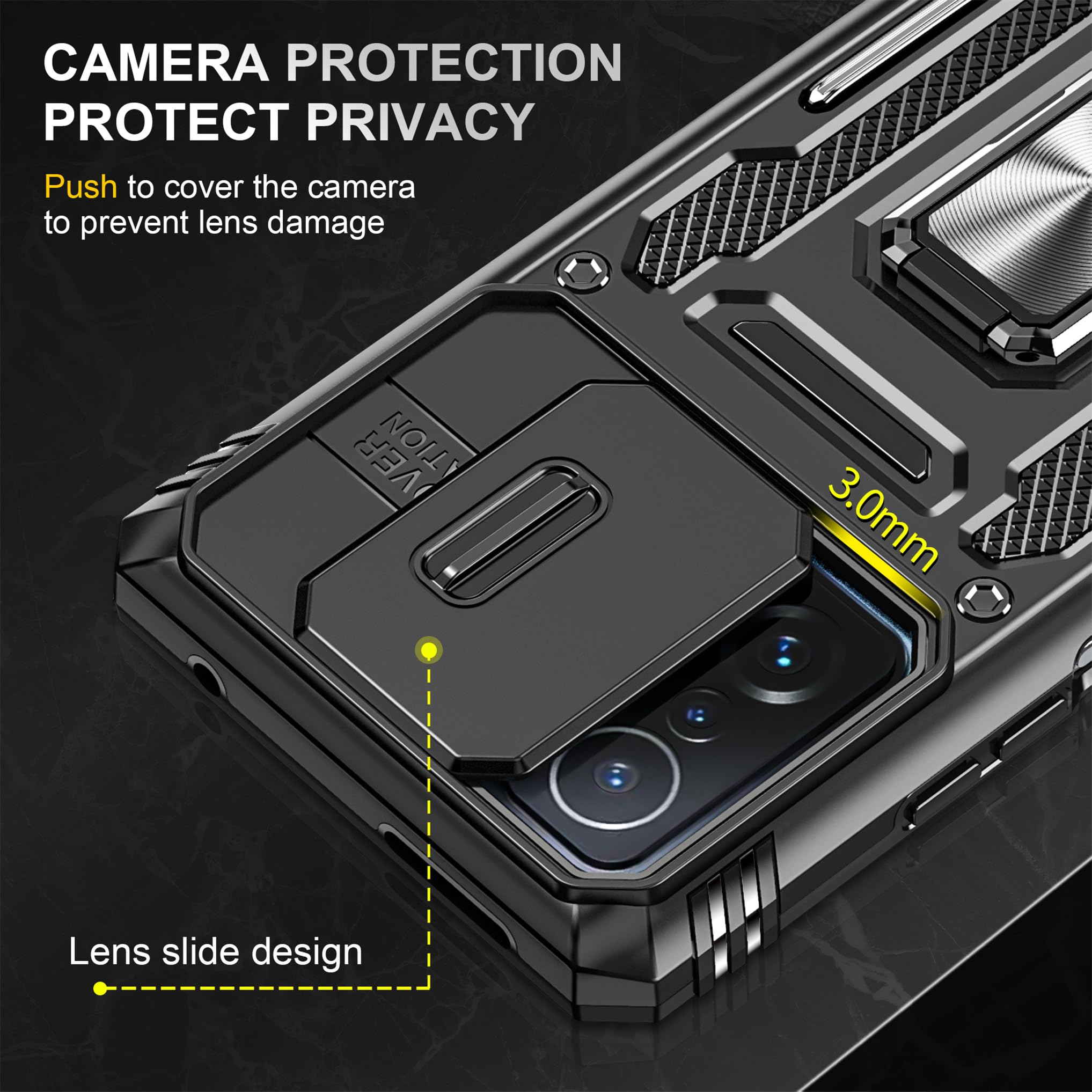 LXHGrowH Cover per Honor X7a, Custodia Antiurto Protettivo di Militare Grade, Custodie Antigraffio Protettiva Armor con Protezione Fotocamera e [ 360°] Magnetica Supporto, Nero
