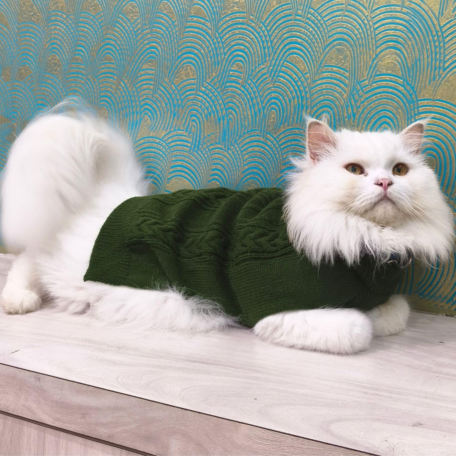 Lulala Turtleneck Dog Sweater, Dog Winter Clothes for Small Dogs Boy Girl, Warm Dog Sweater for Small Dog (Green-14 Inch) 1