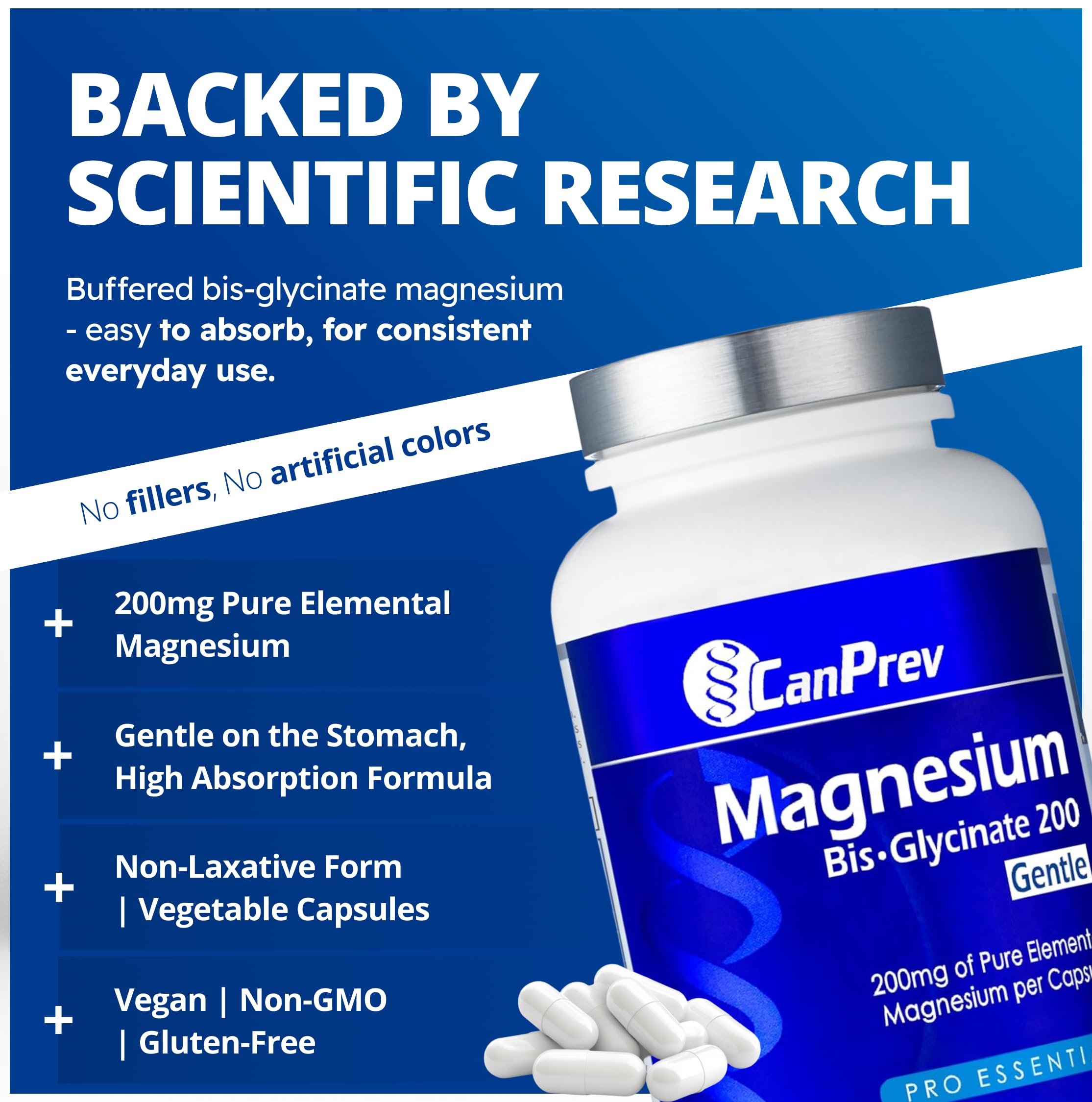 CanPrev Magnesium Glycinate 200mg (Bisglycinate), 240 Vegan Capsules — Amazon image 3