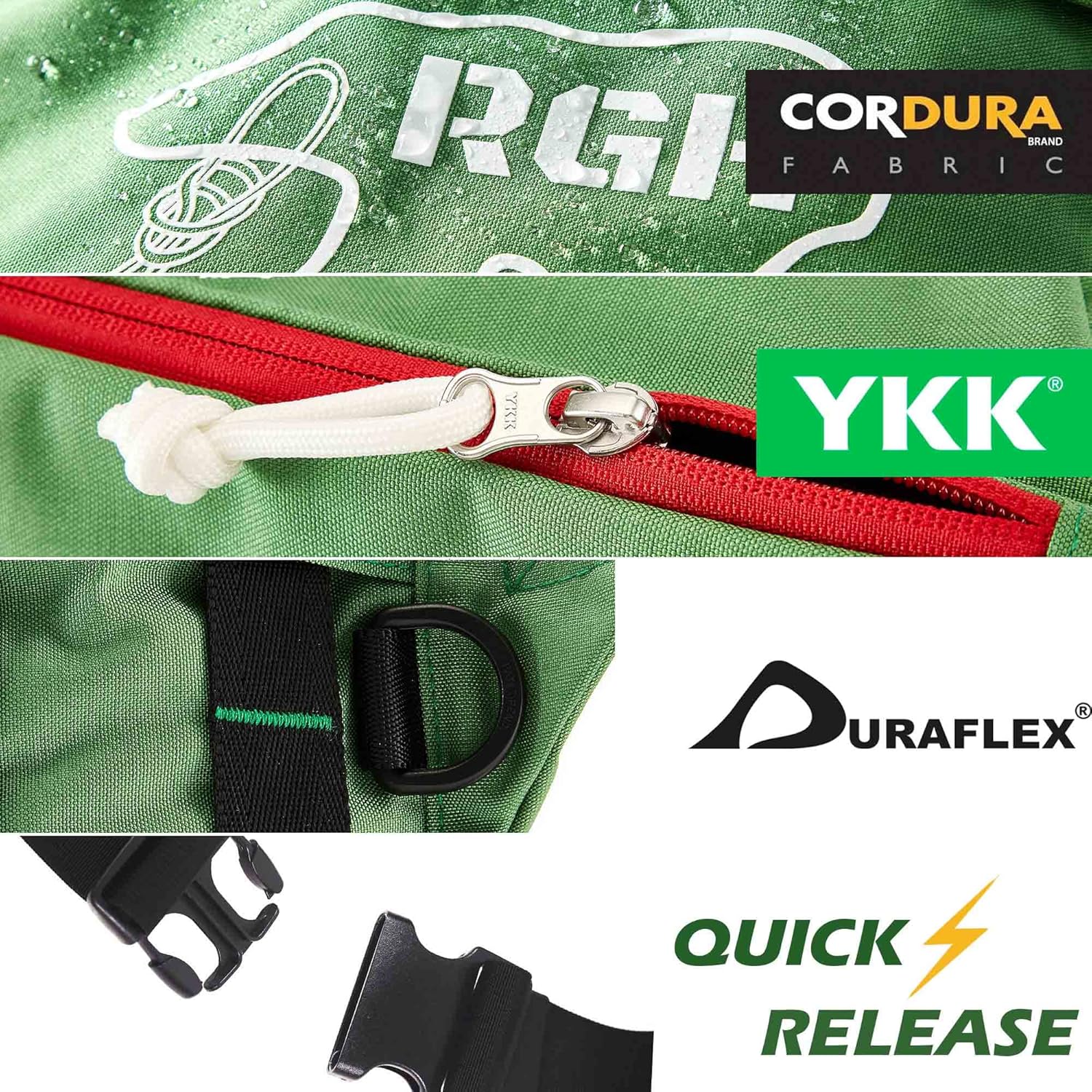Rough Enough Large Crossbody Bag Fanny Pack for Men Preppy Waterproof with Keychain YKK Zipper Casual Cordura Green 6.5L - Image 5