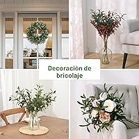 Vista 6 de Waipfaru Ramas de olivo artificiales para jarrones, ramas de olivo con aceitunas realistas, tallos de vegetación artificial para centros de mesa