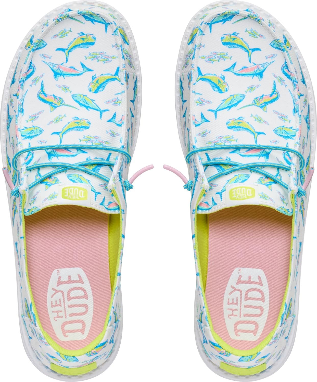 HEYDUDE Women’s Wendy Bluewater Slip-On Shoes White/Multi Size 8 | Lightweight Breathable Canvas with Slip-Resistant Traction for Daily Wear