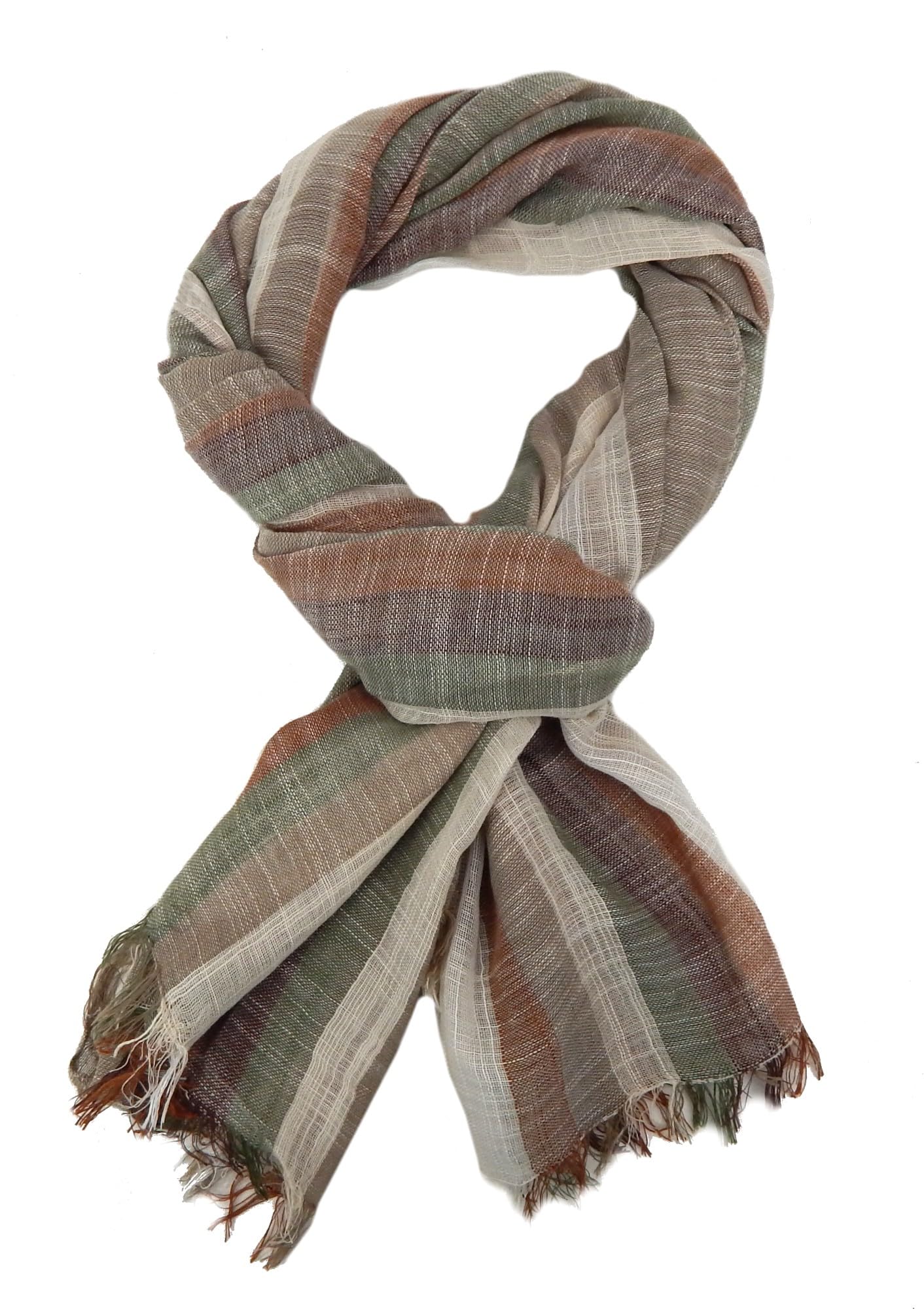 Ella Jonte Men's Beige Lightweight Soft Scarf With Stripes In Linen Look, One Size