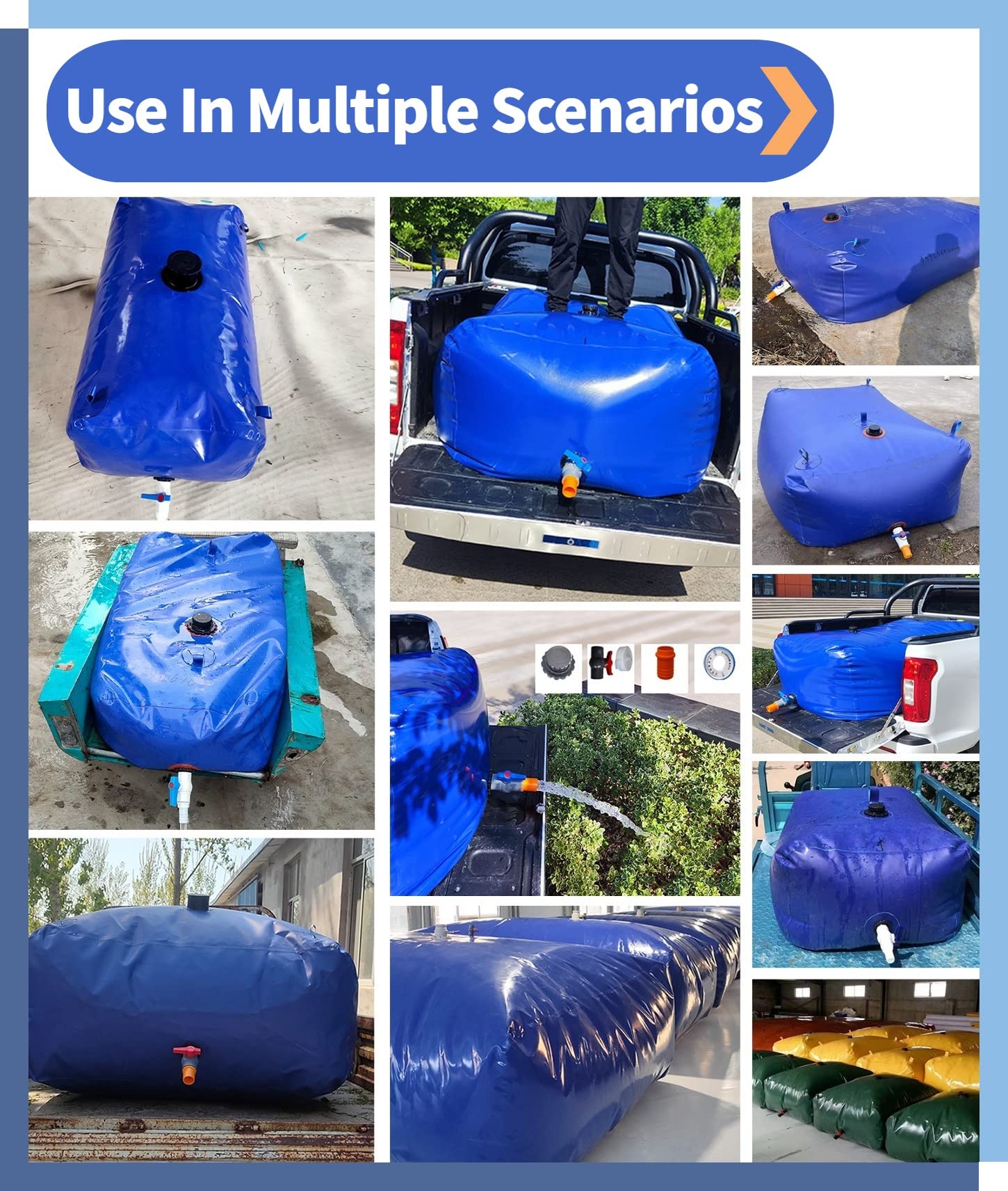 Contenedor de Agua Bolsa Tanque Vejiga 100L 500L 1000L 2000L 3000L 4000L 5400L 6000L Contenedores de almacenamiento de vejiga de agua, portátil plegable Depósito de agua Gran capacidad Bolsa de agua b