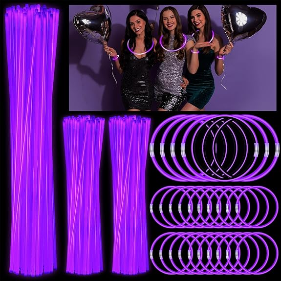 Retisee 300 Pcs Glow Sticks Bulk Long Glow Necklace 22 in 8
