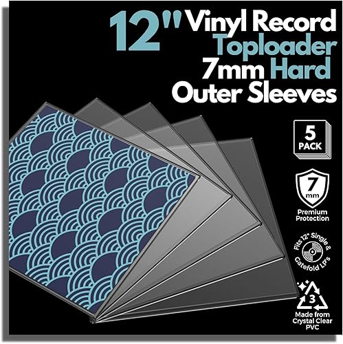 Protector de disco de vinilo Toploader de manga dura para discos de vinilo, 0.276 in de grosor, funda rígida transparente para almacenamiento y