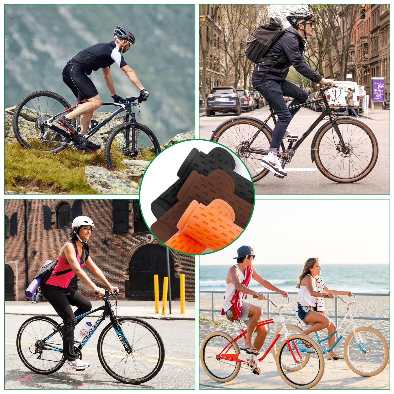 1 Paio Manopole Bici Bambino 22mm Universali, Impugnature Antiscivolo in Gomma per MTB; BMX; Scooter Design Ergonomico con Morbidezza Ottimale, per Biciclette Piegevoli e Urbane