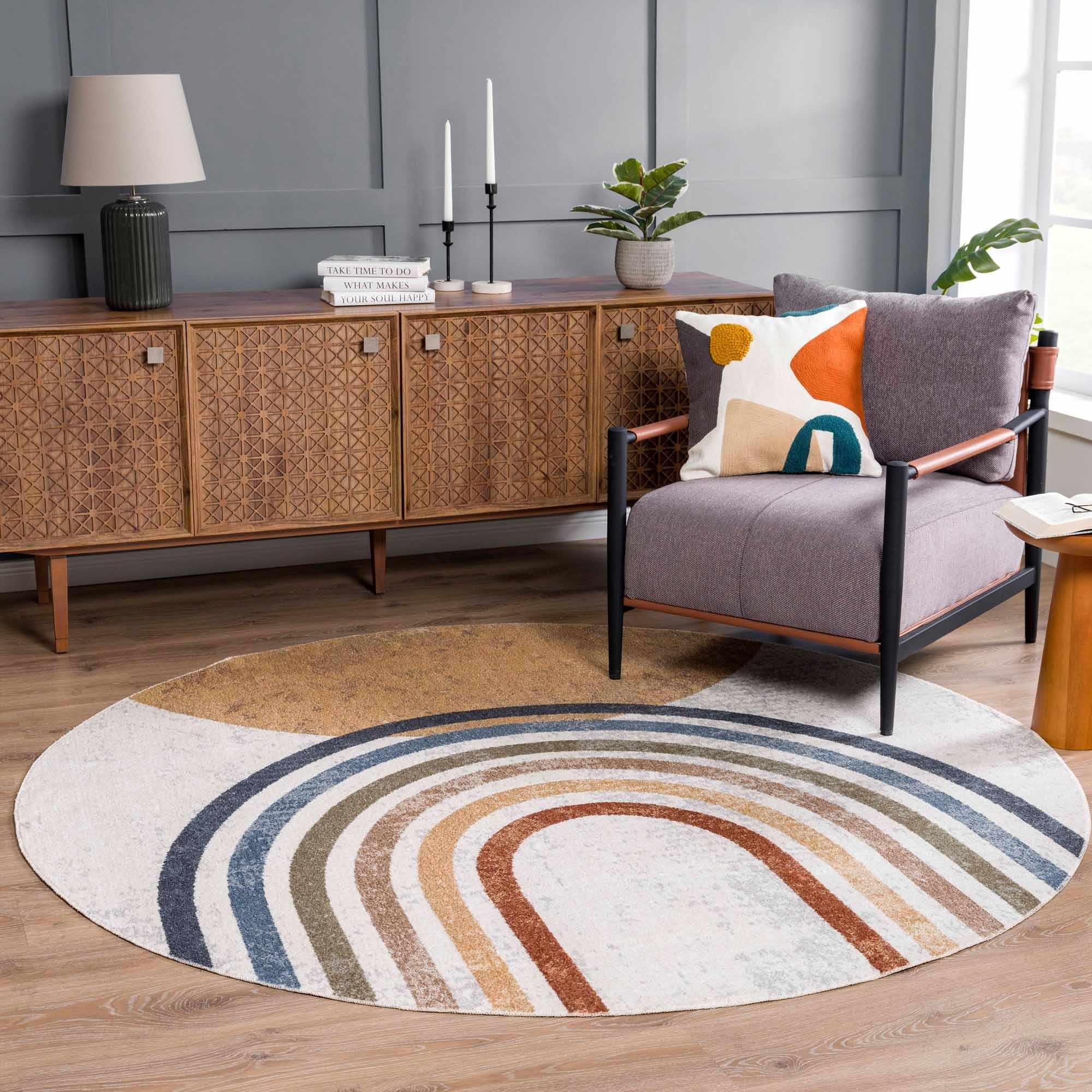 Amazon.com: Hauteloom Vaughan Machine Washable Round Area Rug for 