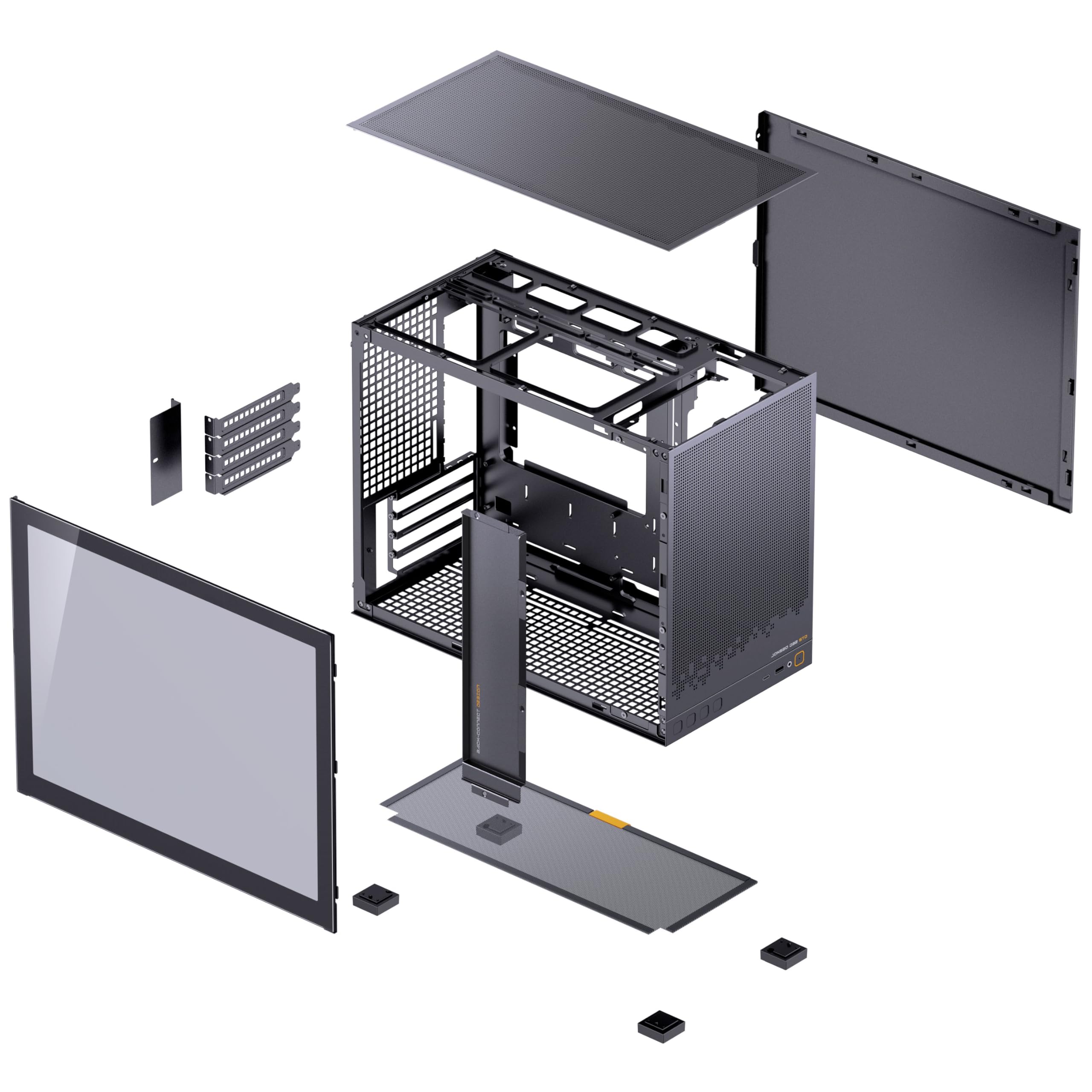 Jonsbo D32 STD Case PC Nero | Mini Case per Micro-ATX con vetro temperato, compatibile Back-Connect, forte flusso d'aria, compatto e stiloso per build da gaming