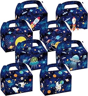 Cieovo 24 Pack Outer Space Party Favor Treat Boxes, Planet Galaxy Party Goodie Candy Treat Present Boxes Recycled Party Favor Boxes for Space Theme Party Supplies Decoration