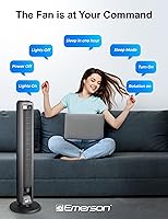 Vista 4 de Emerson SmartVoice - Ventilador de torre sin aspas de 29 pulgadas, sin conexión, más de 40 comandos de control de voz, sin aplicación, sin WIFI, sin