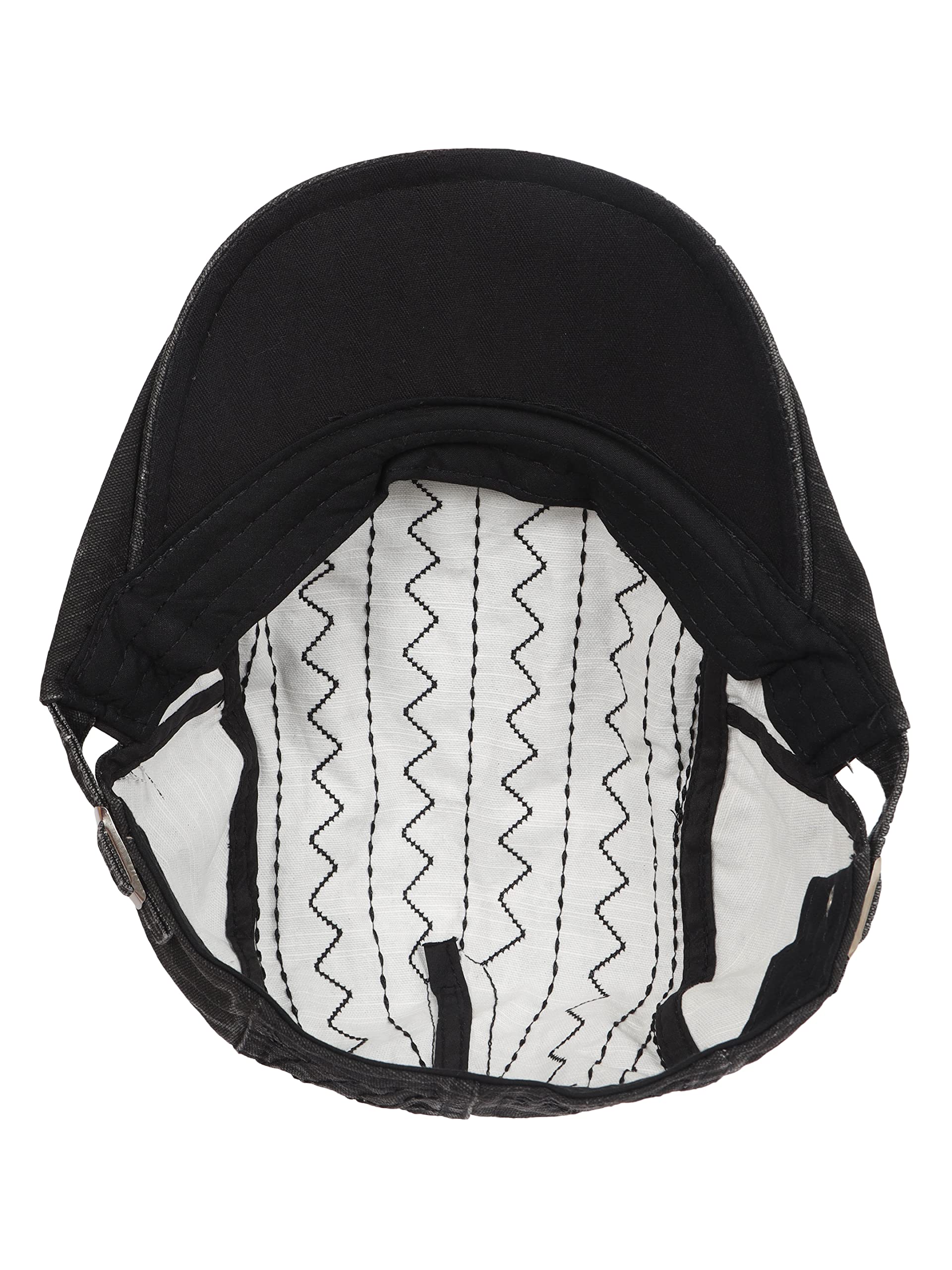 FabSeasons Unisex Washed/Faded Cotton Flat Golf Caps/Hats for Men & Women Black 4