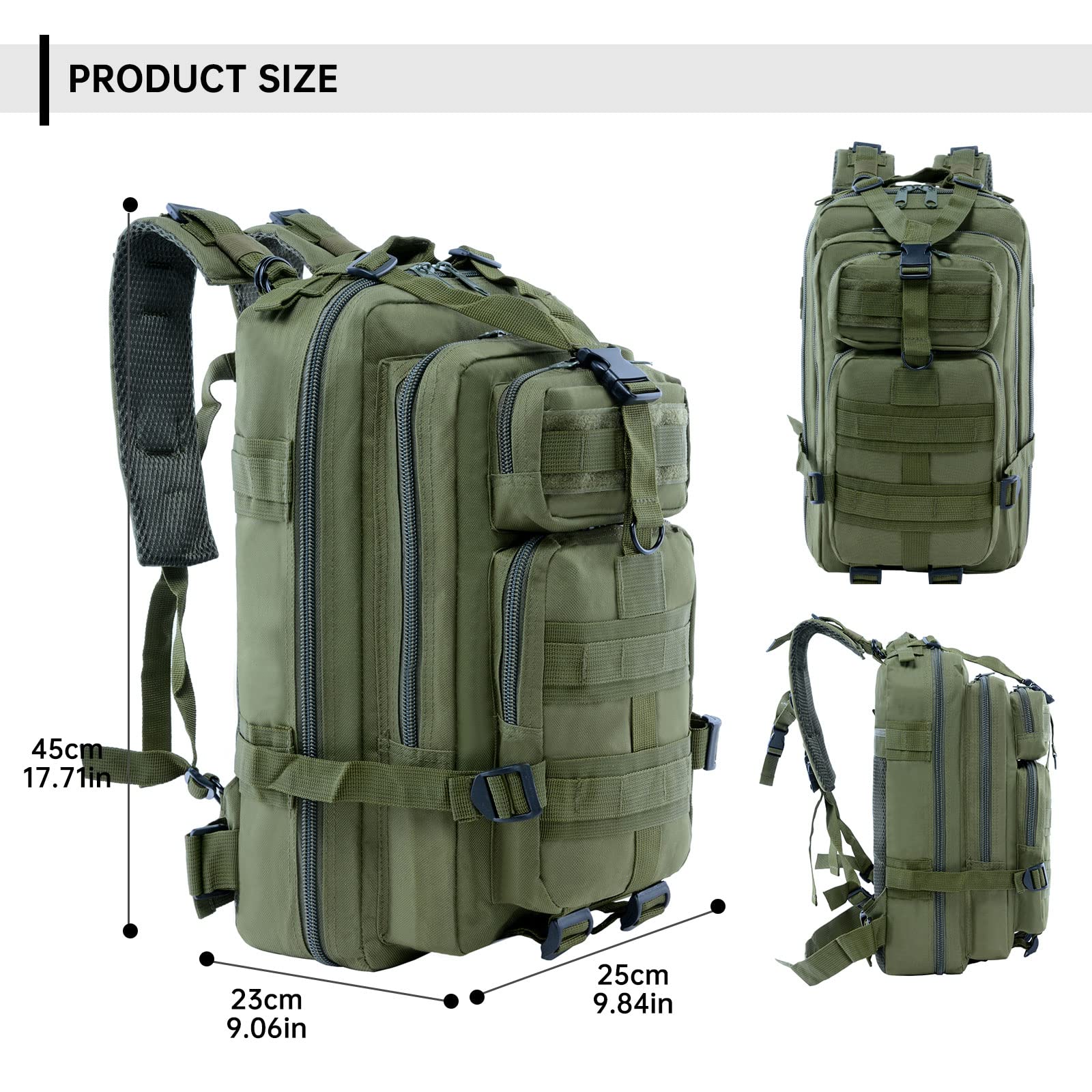 Long Keeper Zaino Tattico Militare - Impermeabile Zaino Trekking Grande 25-30 Litri per Uomo Donna Borsa Militare da Viaggio Escursionismo Alpinismo Crossfit Pesca All'aperto