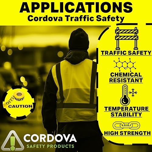 Miniatura 3 de Cordova T15101 - Cinta de barricada amarilla de precaución de 01fl oz rollo de 3 pulgadas x 1000 pies paquete de 12