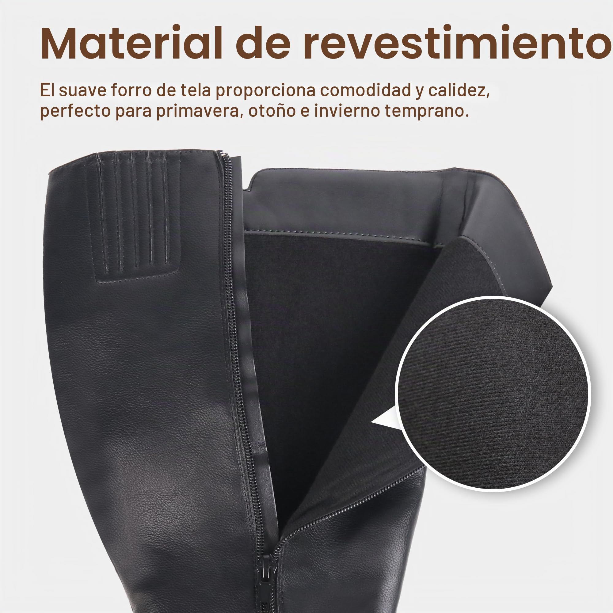 Hawkwell Botas altas hasta la rodilla para mujer con cierre extraancho en la pantorrilla y cremallera lateral