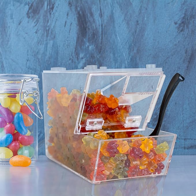 Dispensador de Candy Bin Inevibe, Contenedor Acrílico para Toppings con Cuchara (1) | Apilable y Magnético para Varios Soportes Acrílicos - Para Cereal, Nueces, Dulces y Snacks miniatura 6