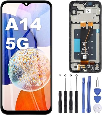 ZOETEC Screen Replacement for Samsung Galaxy A14 5G, LCD Display Touch Screen Digitizer Full Assembly with Frame and Repair Tools Set