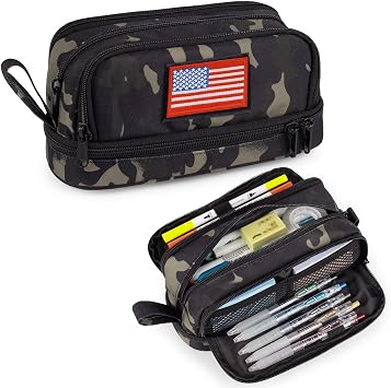 Tactical 4 Compartments Pencil Case for Boy, Large Pen Pouch Bag for School