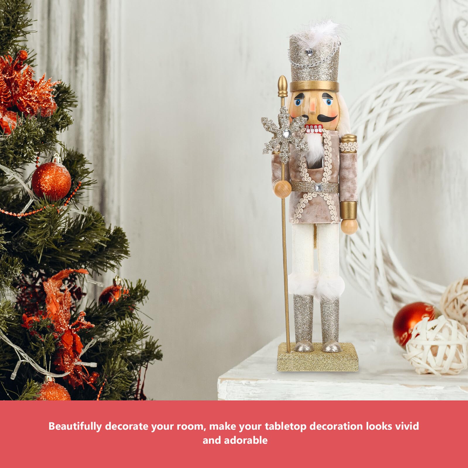 Toyvian Nussknacker-Figur aus Holz Weihnachtsdeko für Zuhause Handbemalt Dekoration für Drinnen Nussknacker-Ornament