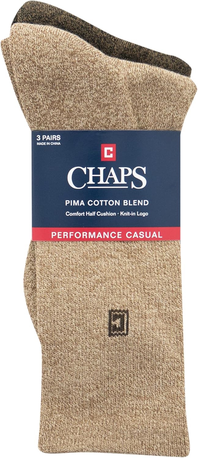 Chaps Men's Dress Crew Socks - 3 Pair Pack - Assorted Solid Color and True Rib - Image 6