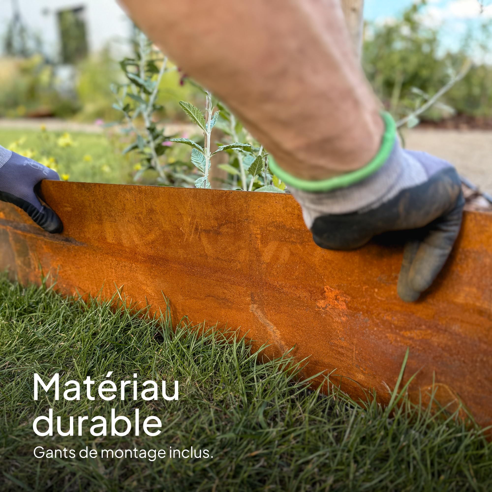 Metalen gazonrandband 20 cm hoog en 10 m lang - Duurzame afbakening voor je tuin