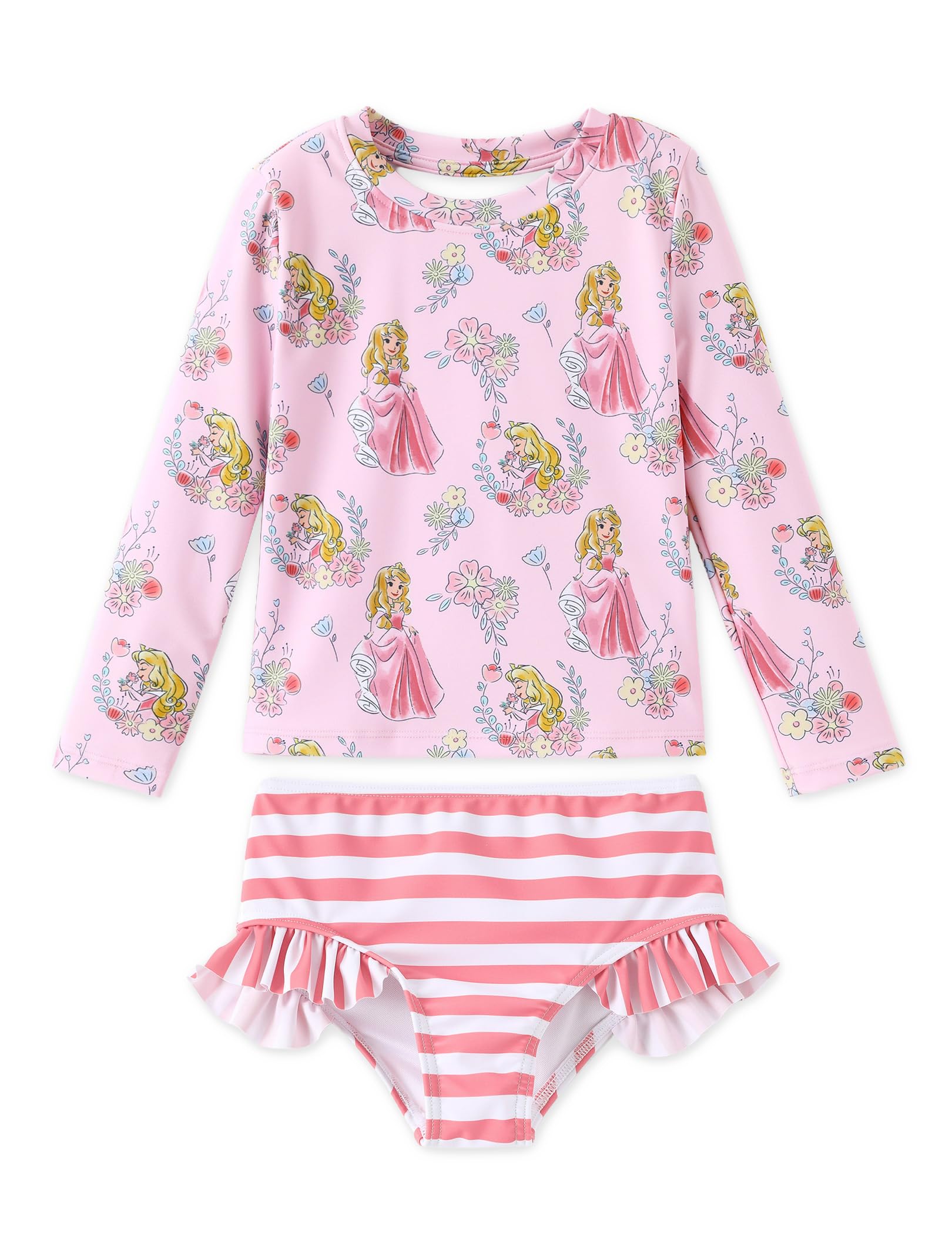 Disney Frozen Elsa Stitch Marvel Toddler Girl Two Piece Long Sleeve UPF50+ Swimsuit