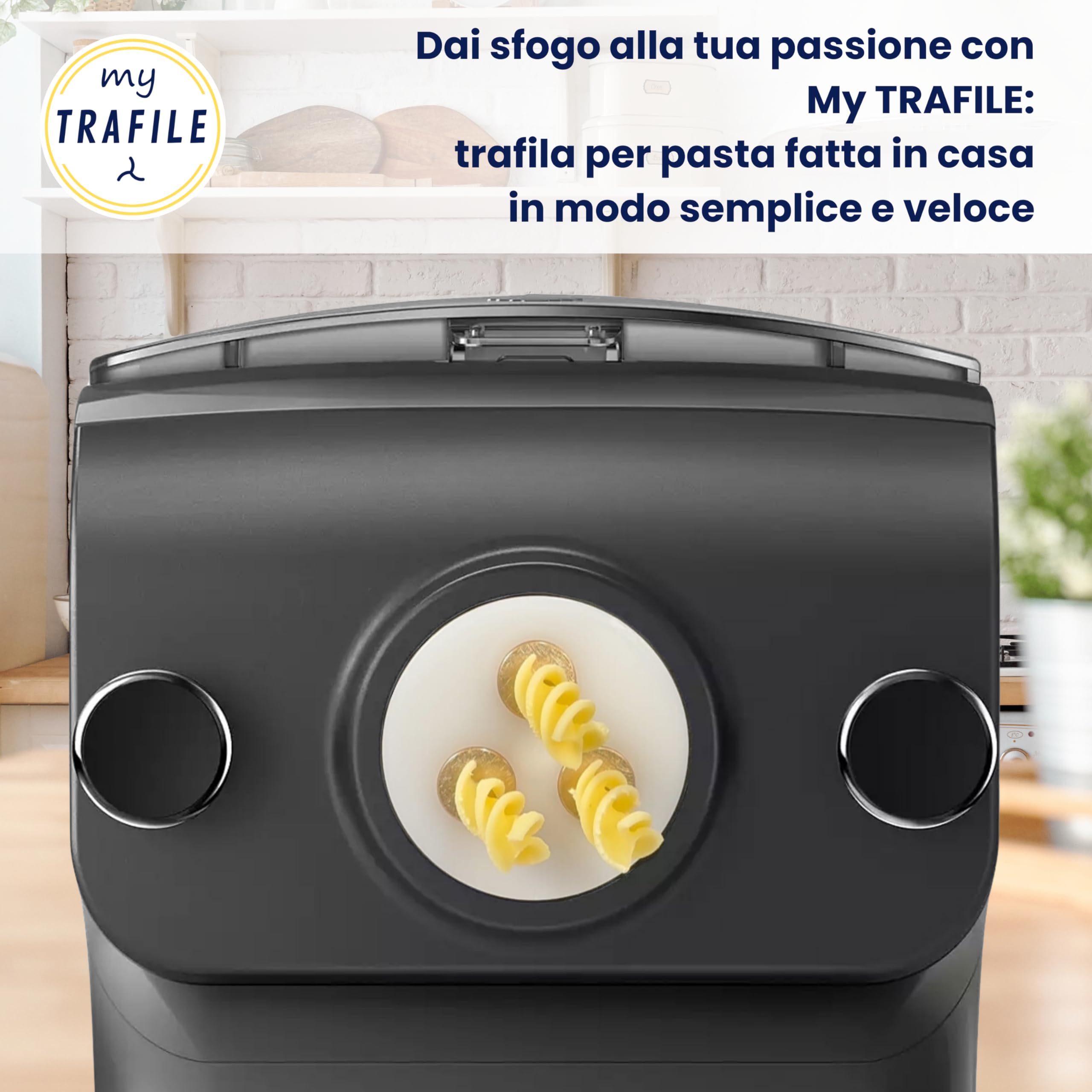 My Trafile - Trafila Linea Pro N°458 Fusilli 3P 10 mm in POM con inserti professionali compatibile con Philips Pasta Maker Avance/7000 series