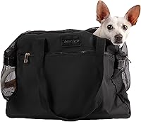 NOBLEPUP Airline Pet Tote: TSA-Approved Soft-Sided Dog & Cat Carrier with Mesh Panels, Pockets & Removable Cushion, Up to 25 lbs, Black