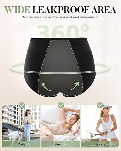 Miniatura 6 de TANSTC Ropa interior de período para mujer, ropa interior absorbente de cintura alta, bragas posparto, braguitas menstruales de flujo pesado,