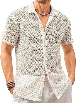 Bott 　Cotton Crochet Knit Shirts Crochet Shirt, Knitted Shirt, Handknit Cotton Shirt, Crochet