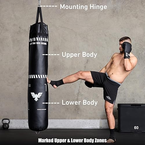 Miniatura 2 de Juego de sacos de boxeo Muay Thai de 6 pies de alto, bolsa pesada, guantes de entrenamiento, envolturas de mano para bolsa pesada de kickboxing,