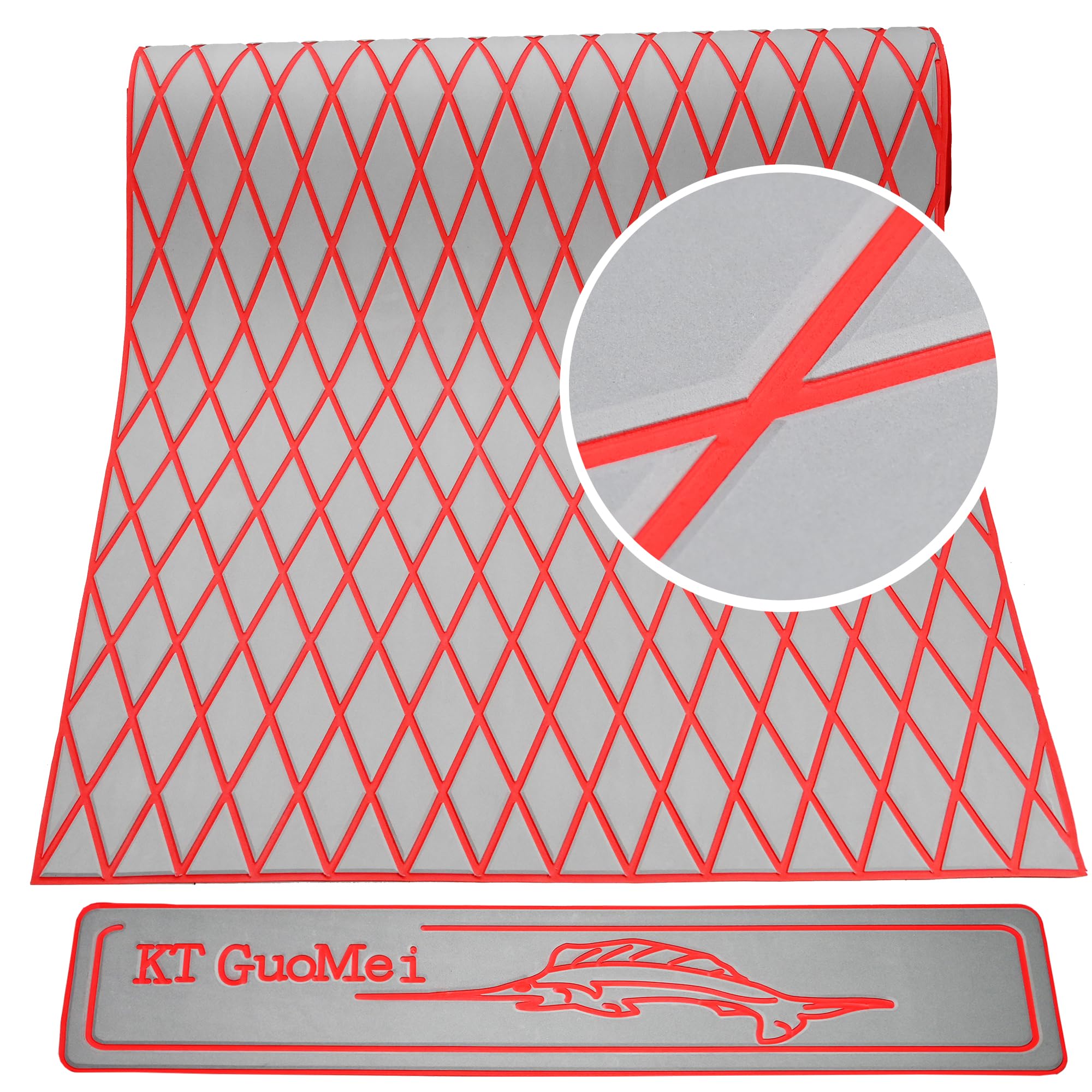 KT GuoMei 94.5"× 37.8" EVA Foam Boat Decking Sheet Faux Teak Decking Self-Adhesive Marine Yacht RV Swimming Pool Boat Flooring Motorboat Non-Skid