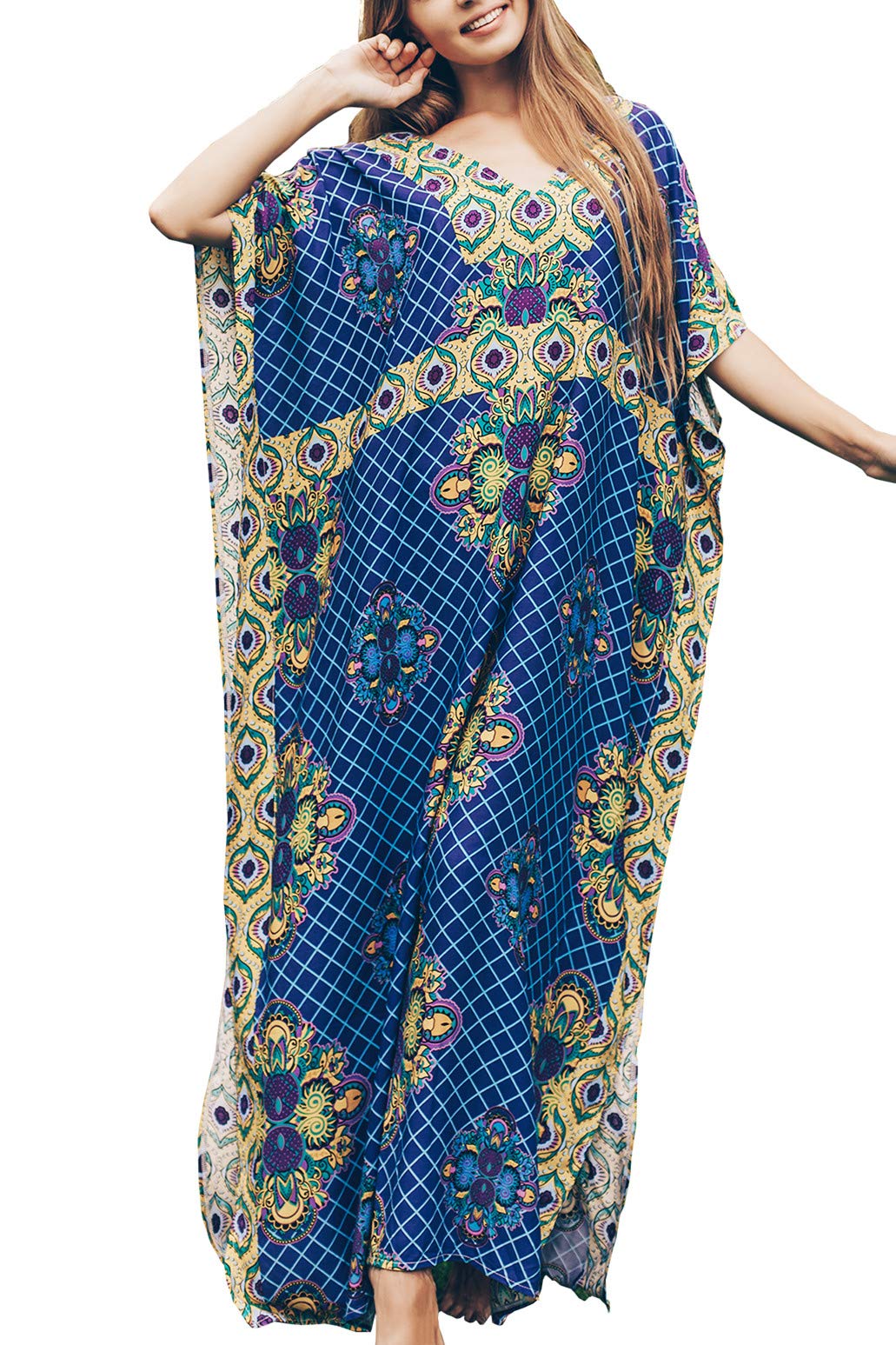 LikeJump Vestido de Playa Kaftan Kimonos Pareos Bohemia Cover Ups para Mujer
