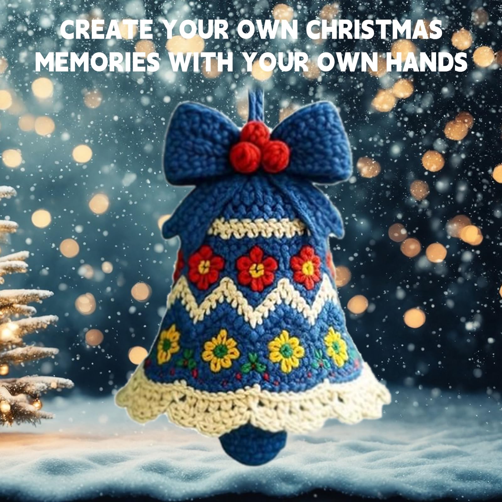 DIY Häkelset Weihnachtsglocke, komplettes Anfänger-Bastelset mit Garn und Anleitung (evtl. nicht in deutscher Sprache), für Bastelliebhaber, Weihnachtsgeschenk (5 Stück)