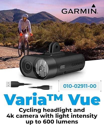 Miniatura 2 de Wearable4U Garmin Varia Vue - Faro delantero de ciclismo y cámara 4K, brillo automático, 600 lúmenes y radar de visión trasera Varia RTL515 con