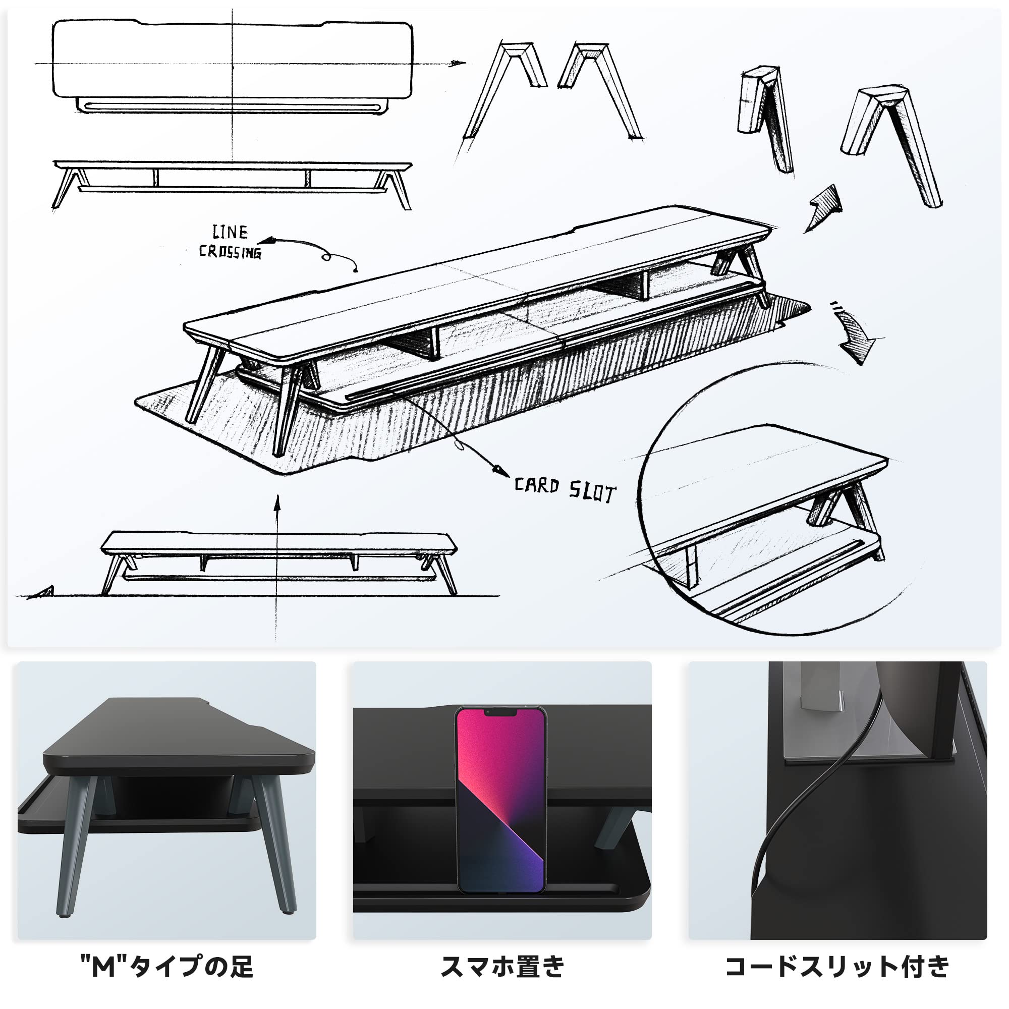 Amazon.co.jp: Fenge G04A2122B Monitor Stand, Desktop Rack, 42.5