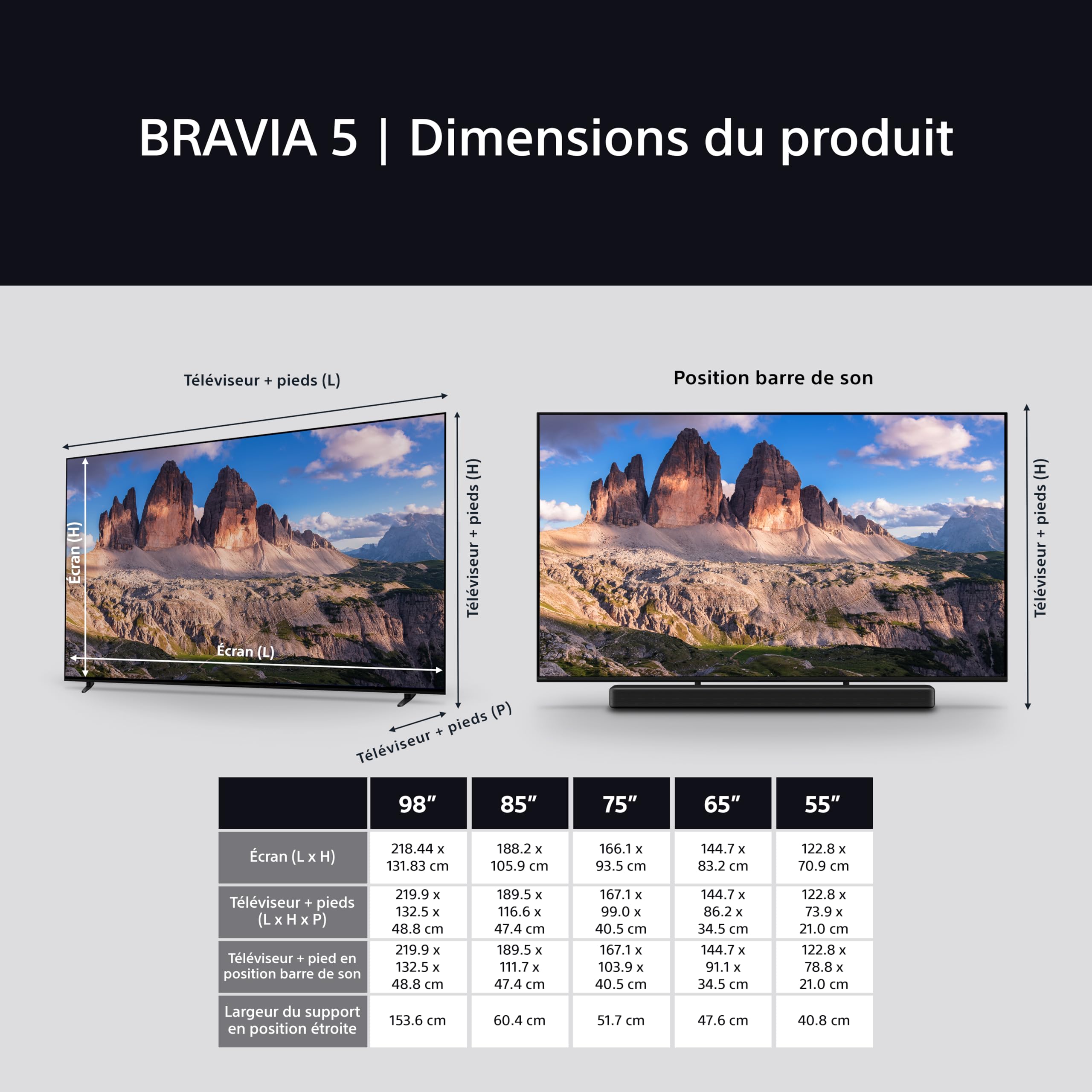 Sony BRAVIA 5 XR | Mini LED 55’ | IA XR Processor | Acoustic Multi-Audio | Dolby Vision/Atmos | IMAX Enhanced | Google TV (2025) | Google Cast | Apple AirPlay 2| Eco Dashboard Eco 2 | Menu Jeu 2