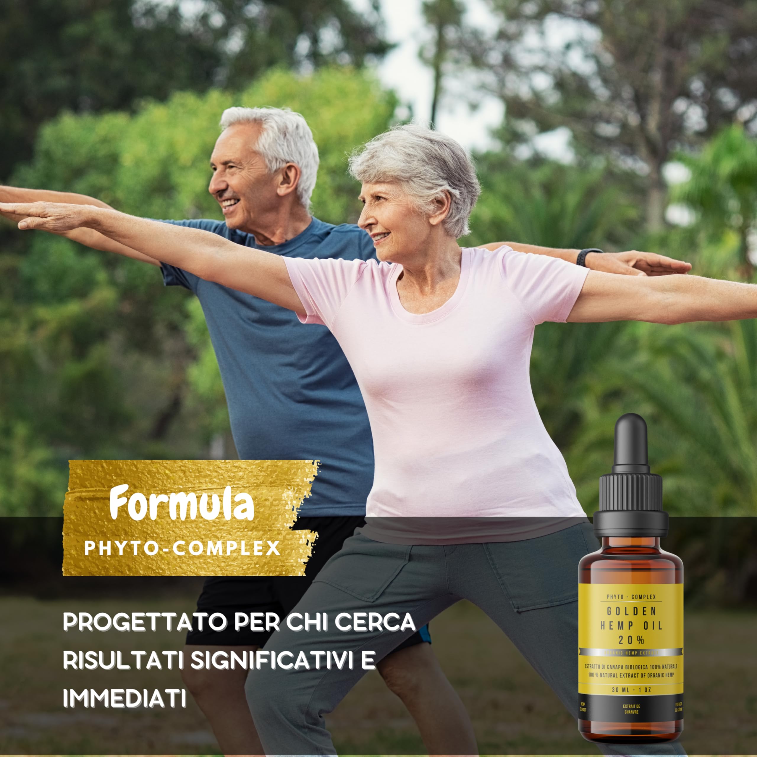 HEMP PHYTOMEDICAL Golden Hemp Oil 20% Olio di Canapa Certificato, 30 ml | Alta Concentrazione, Made in Italy