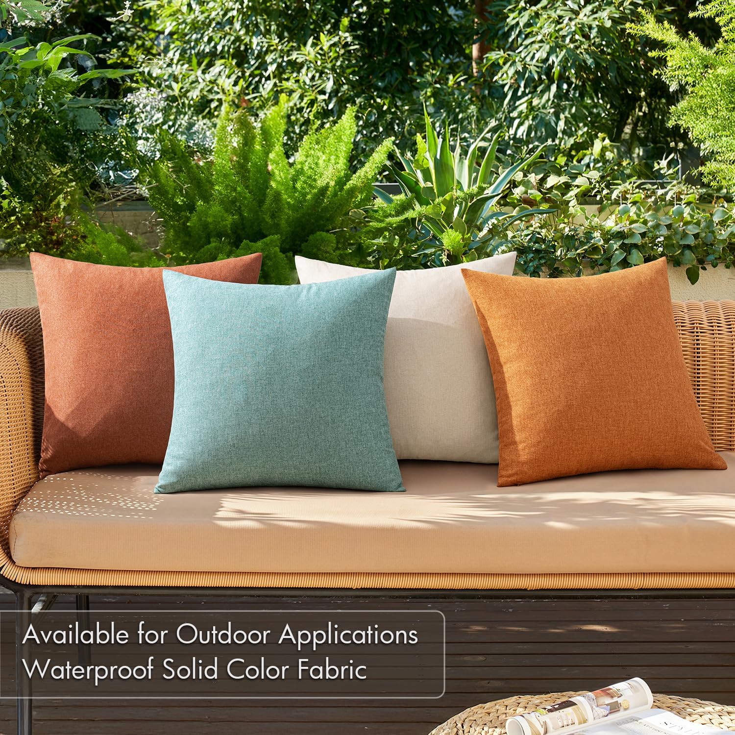 MIULEE Pack of 4 Feather and Down Pillow Inserts Bundle Pack of 4 Linen Waterproof Halloween Pillow Covers Orange Rust