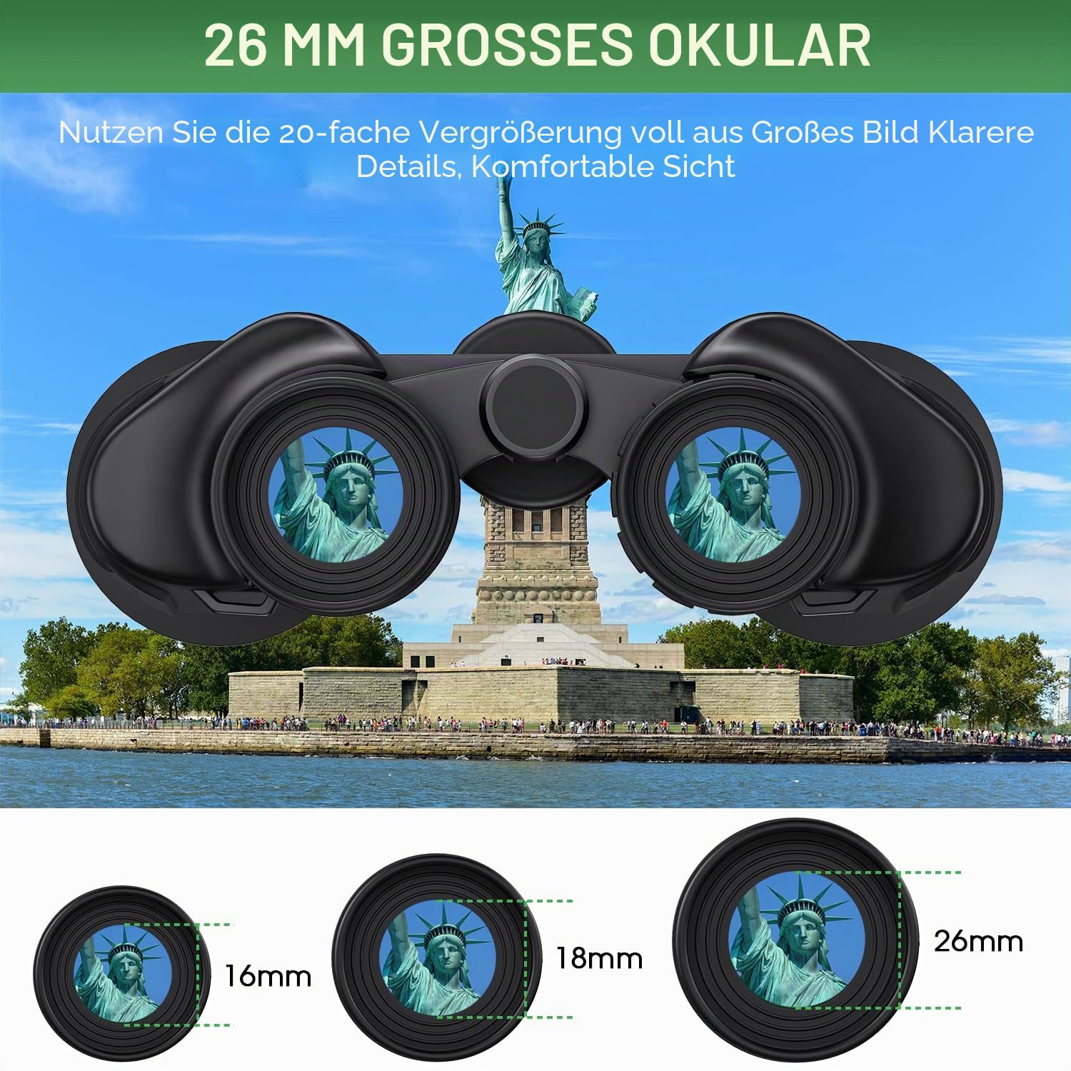 20 x 50 Hochleistungs-Fernglas für Erwachsene, wasserdicht, kompaktes Fernglas mit schwacher Sicht für Vogelbeobachtung, Jagd, Fußballspiele, Reisen, Sternenbeobachtung, Kreuzfahrt, mit Tragetasche