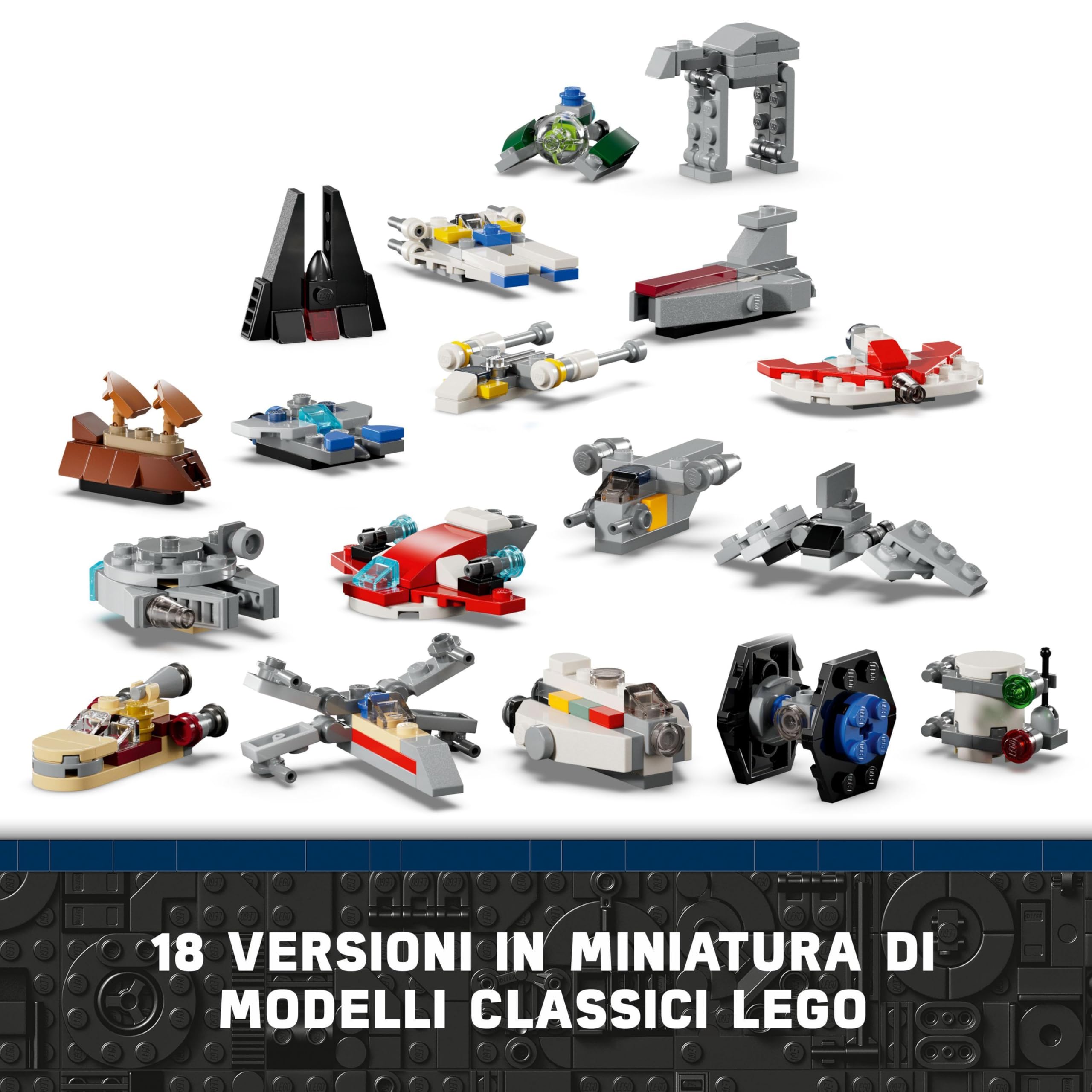 LEGO Star Wars Calendario dell'Avvento 2024, Giocattolo da Collezione con 18 Modellini e 6 Personaggi tra cui la Principessa Leia e Luke Skywalker, Giochi per Bambini da 6 Anni, Regalo di Natale 75395