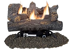 Pleasant Hearth Gas Logs for Fireplace Propane with Remote 18-in Brown Southern...