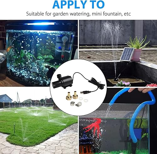 Miniatura 8 de FABULETTA Mini bomba de agua sumergible USB 500LH 4W con cable de 4.9 ft para acuario, fuente de mesa, camping interior y jardín acuático
