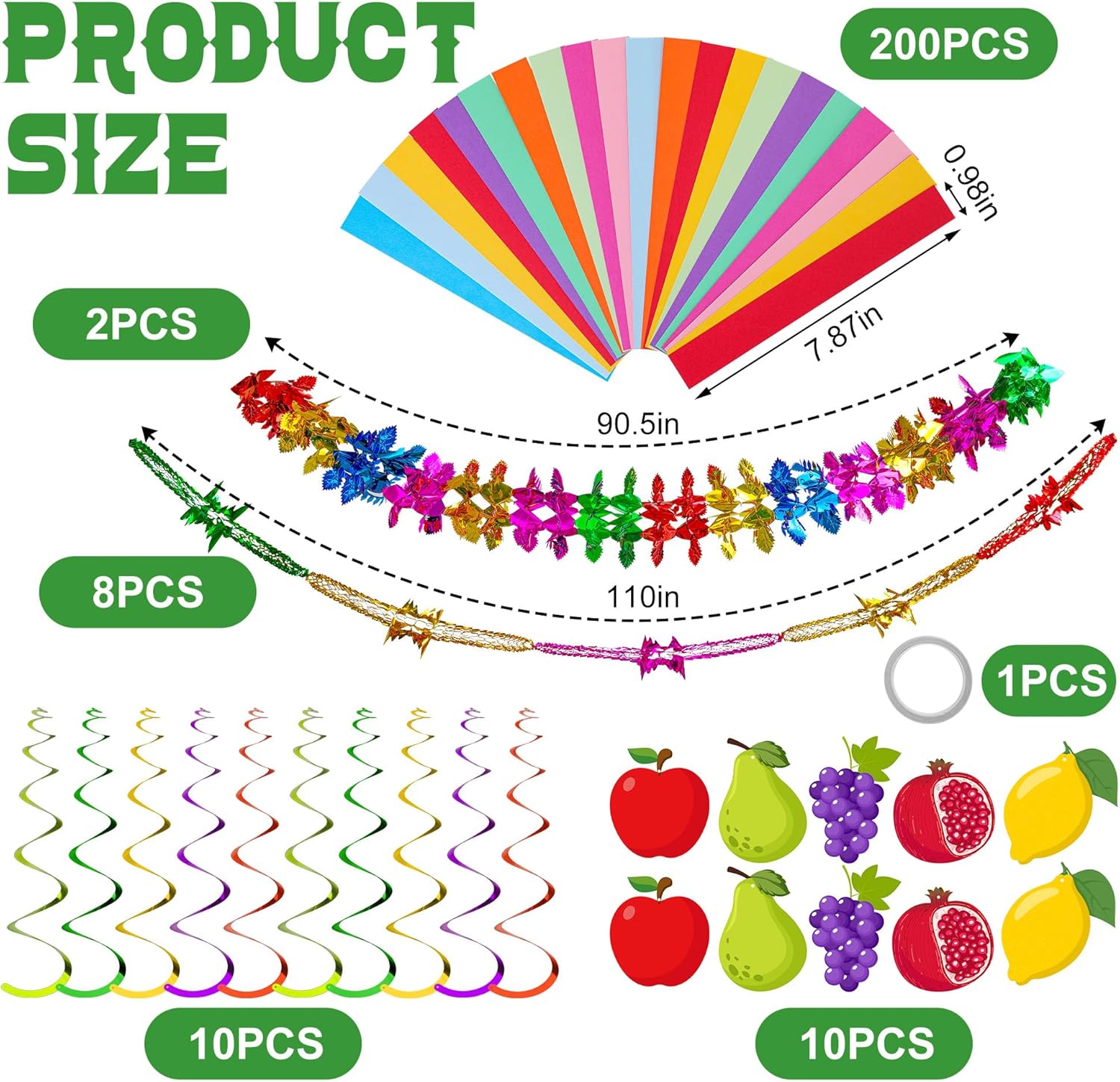 Watayo (ワタヨ) 220個 スコットハンギングガーランドデコレーション、スッカデコレーション フルーツハンギングストリングオ